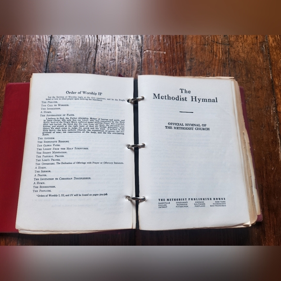 The Methodist Hymnal 1939 The Methodist Book 3 Ring Binder Red Vintage Read Desc - Picture 3 of 8